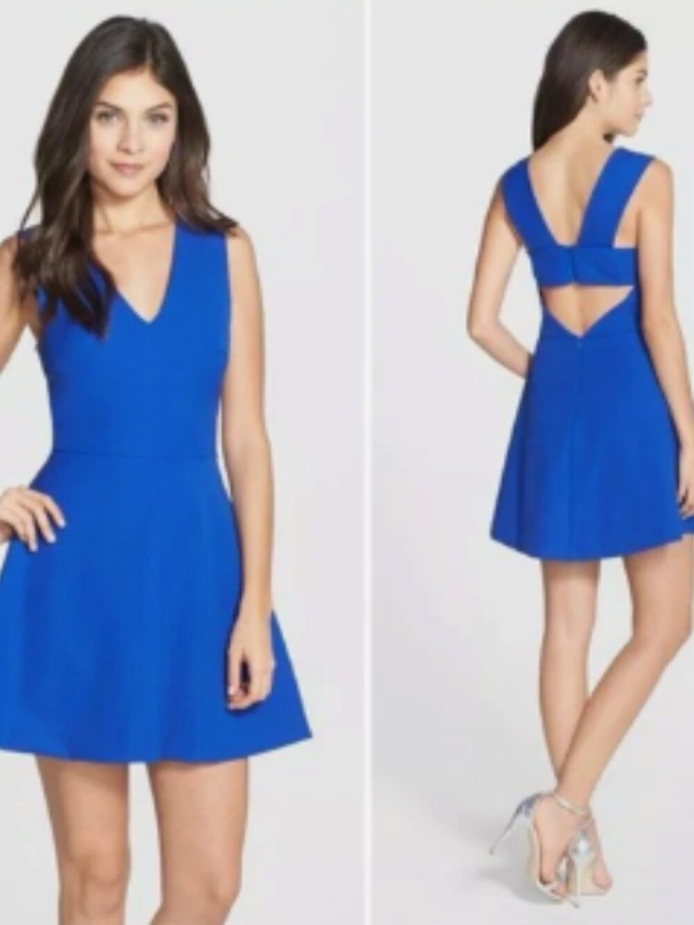 Felicity And Coco Bianca Back Cutout Fit And Flare Cobalt Blue Dress